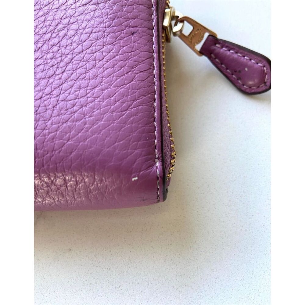 Coach Dark Berry Zip Around Leather Wallet - Picture 5 of 7